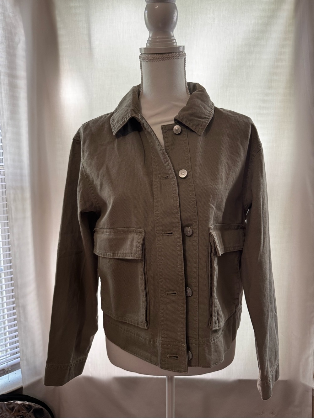 LOFT Olive Green Utility Jacket with Flap Pockets